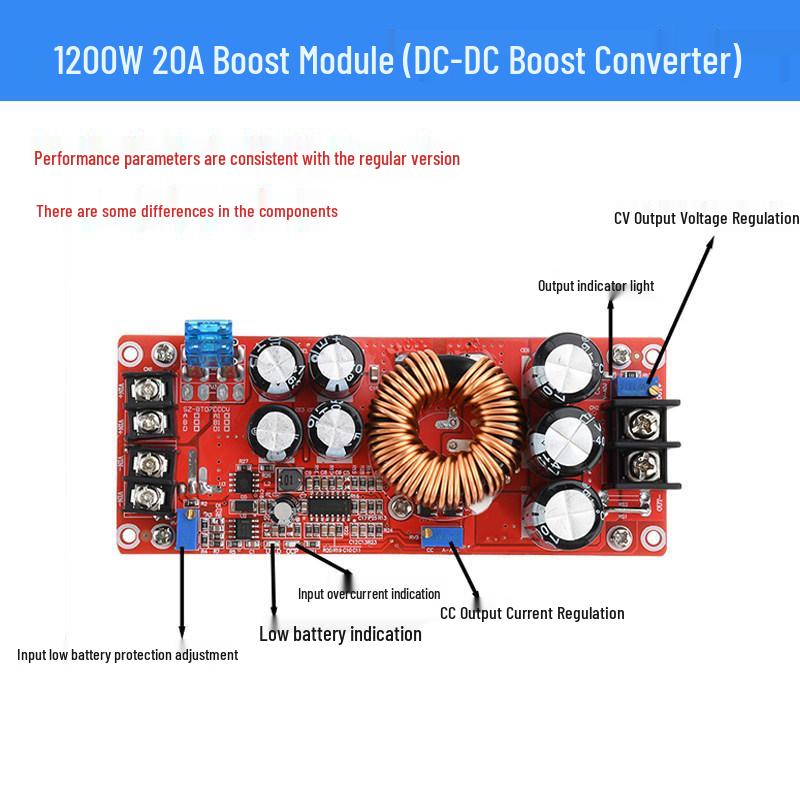 1800W 40A Adjustable Boost Converter Module, Constant Voltage & Current DC-DC.