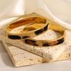 Flashbuy Gold Color Random Pattern Leopard Bangle Bracelet For Women Statement 18K Stainless Steel Wrist Fashion Zircon