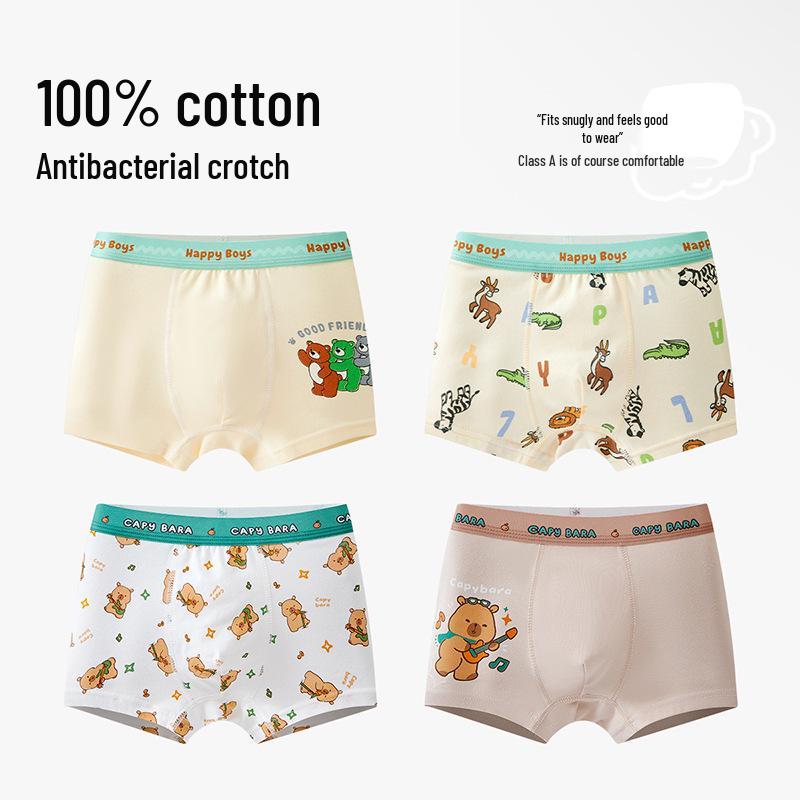 Boys' A-Class Pure Cotton Boxer Briefs - No Wedgies, Medium & Large Sizes for Growing Kids