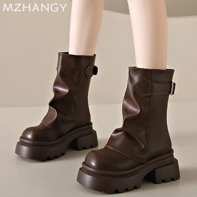 Fashion Platform Flats Women High Boots Winter New Designer Chunky Walking Shoes Women 2024 Trend Snow Boots Dress Mujer Chelsea Botas