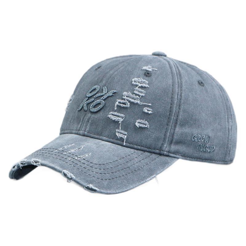 Retro ripped baseball cap women's spring and summer cowboy hat versatile big head circumference showing face small hat tide