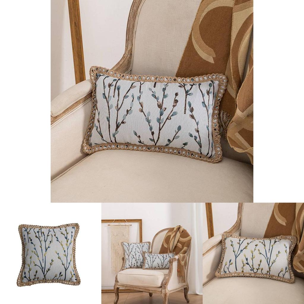 Modern Minimalist Sofa Pillow Cover With Floral Pattern In Polyester Fabric For Living Space