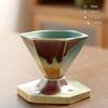 Retro Coffee Cup Creative Hexagonal Cup Light Luxury Coarse Pottery Mug Handmade Cup Nordic Design Cone Cup