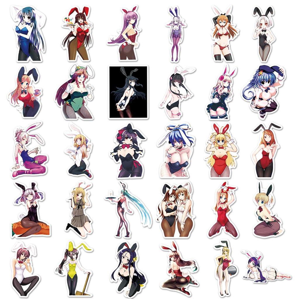61 Bunny Girl Stickers: Cute, Sexy, Waterproof Cartoon Women for Creative Decoration and Journals.