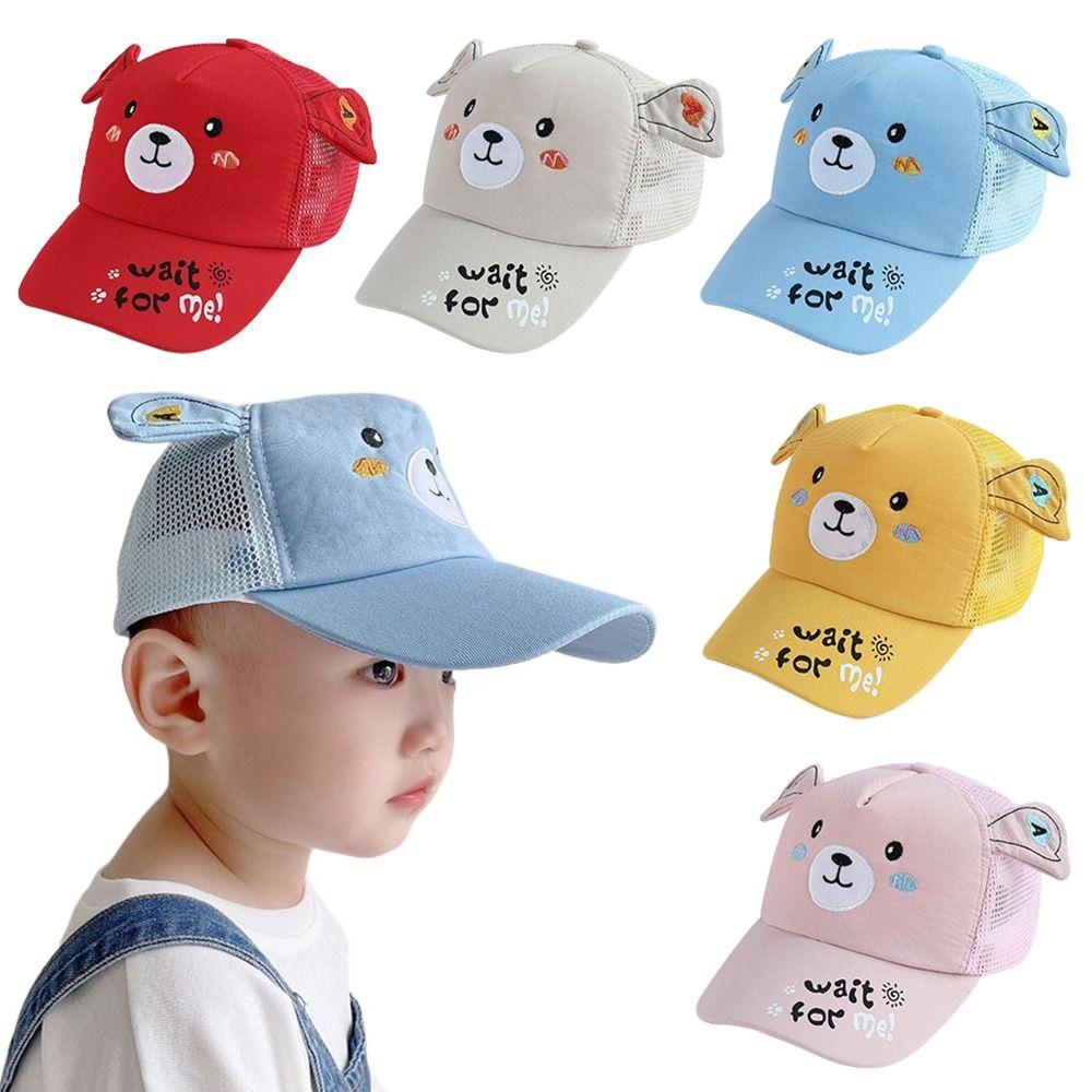 

Mesh Children s Hat Embroidered Duck Tongue Cap Anti-UV Sun Protection Hat Girls синій