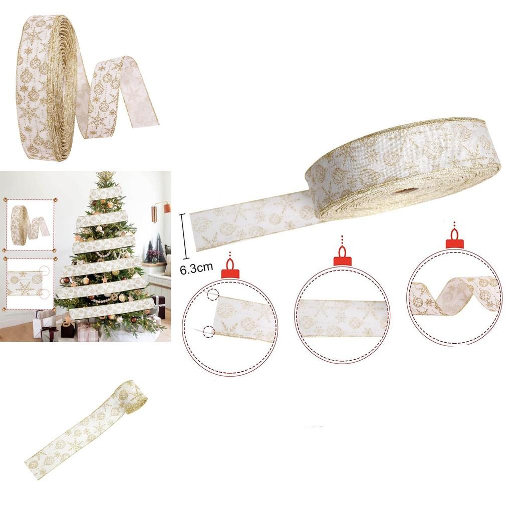 Season Exquisite Festive Christmas Decorative Gold Glitter Ribbon 10 Meters Of Elegant Satin Trees For