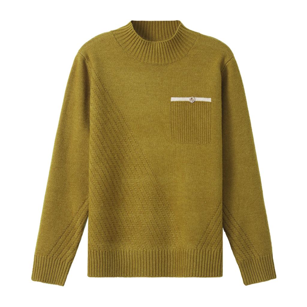 Sweater Women's Solid Color Semi High Neck Knitted Sweater Spring and Autumn Long Sleeved Casual Pullover