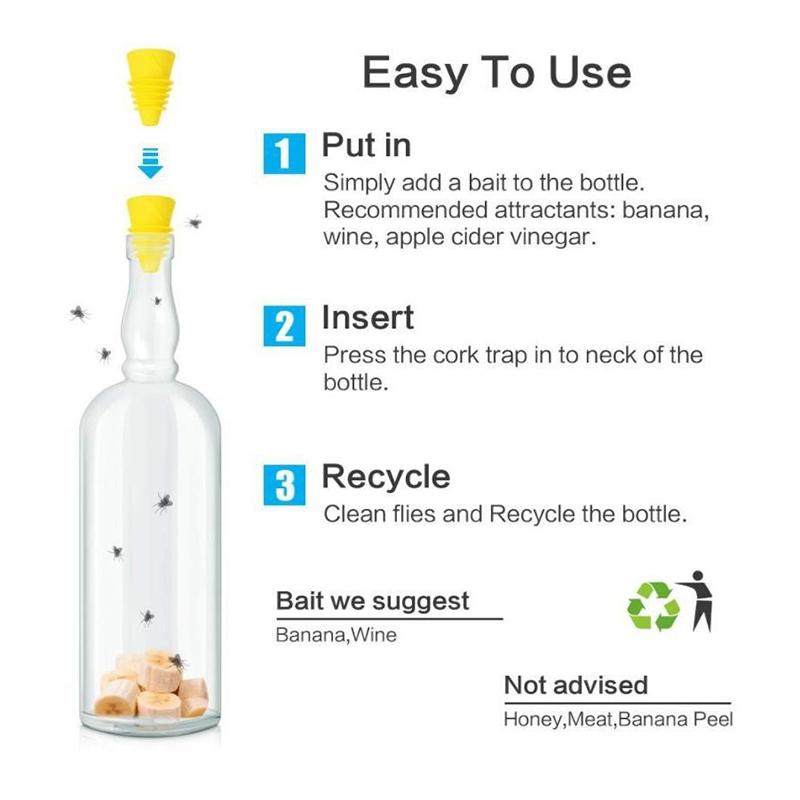 Flexible Flies Trap Funnel Reusable Silicone Pest Control Fruit Flies Catcher Killer Home Garden Kitchen Flytrap Fitting