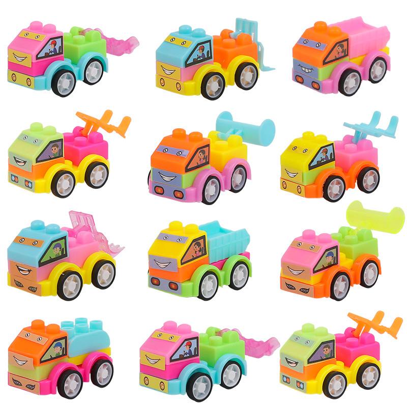 12/24Pcs DIY Puzzle Building Block Car Construction Vehicle Toys Kids Birthday Party Favors Goodie Pinata Fillers Christmas Gift