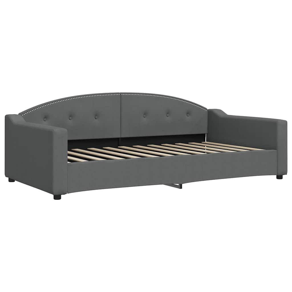 Extendable Daybed with Mattresses Dark Grey 100 X 200 Cm Fabric