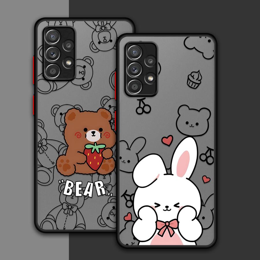 Cartoon Bear Rabbit Case for Samsung Galaxy A35 A54 A56 A55 A73 A33 A14 A23 A16 A15 A34 A36 A52S A72 A17 A52 A53 Phone Cover