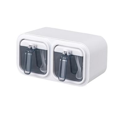 Selbstklebendes Wandmontiertes Gewürzbox-Set Kunststoff Weiß Küche Wandmontierter Gewürzbox-Organizer