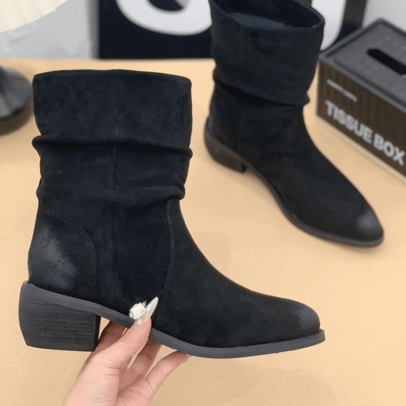 Fashion New Style Vintage Women's Suede Casual Boots For Women Ankle Boot Short Slip On Flat Shoes Retro Versatile Soft Bottom Lady Boot