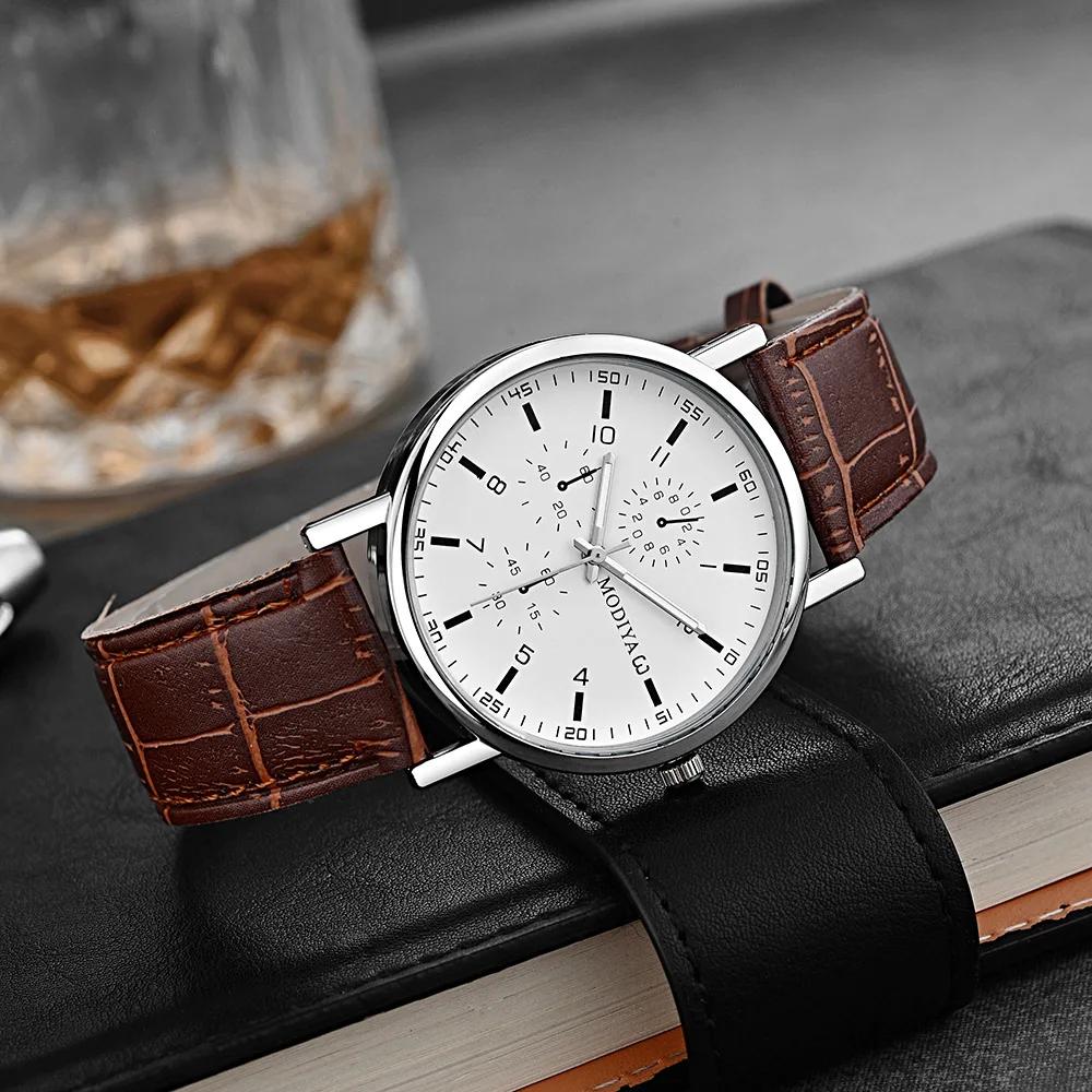 Luxury Leather Strap Analog Watches Men Business Wrist Watch Ultra Thin Quartz Wristwatch Clock Men Women Casual Simple Watch
