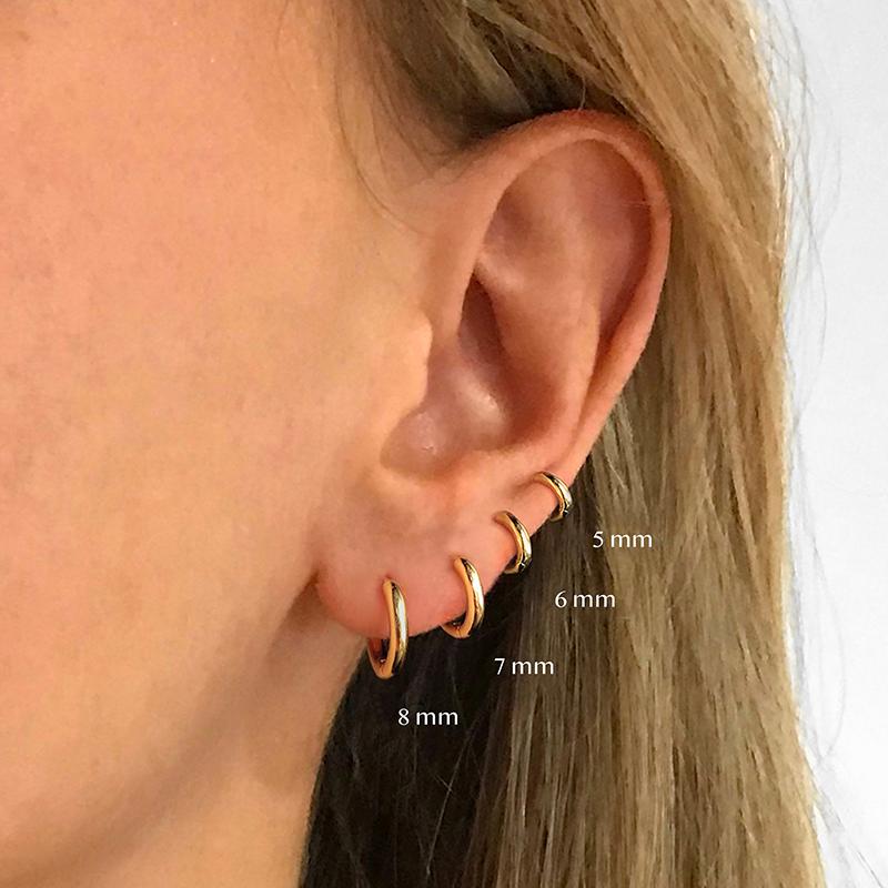 CANNER Multi-Sized Glossy Piercing Cartilage 925 Silver Hoop Earrings for Women Round Huggie Nose Ring Earings Jewelry