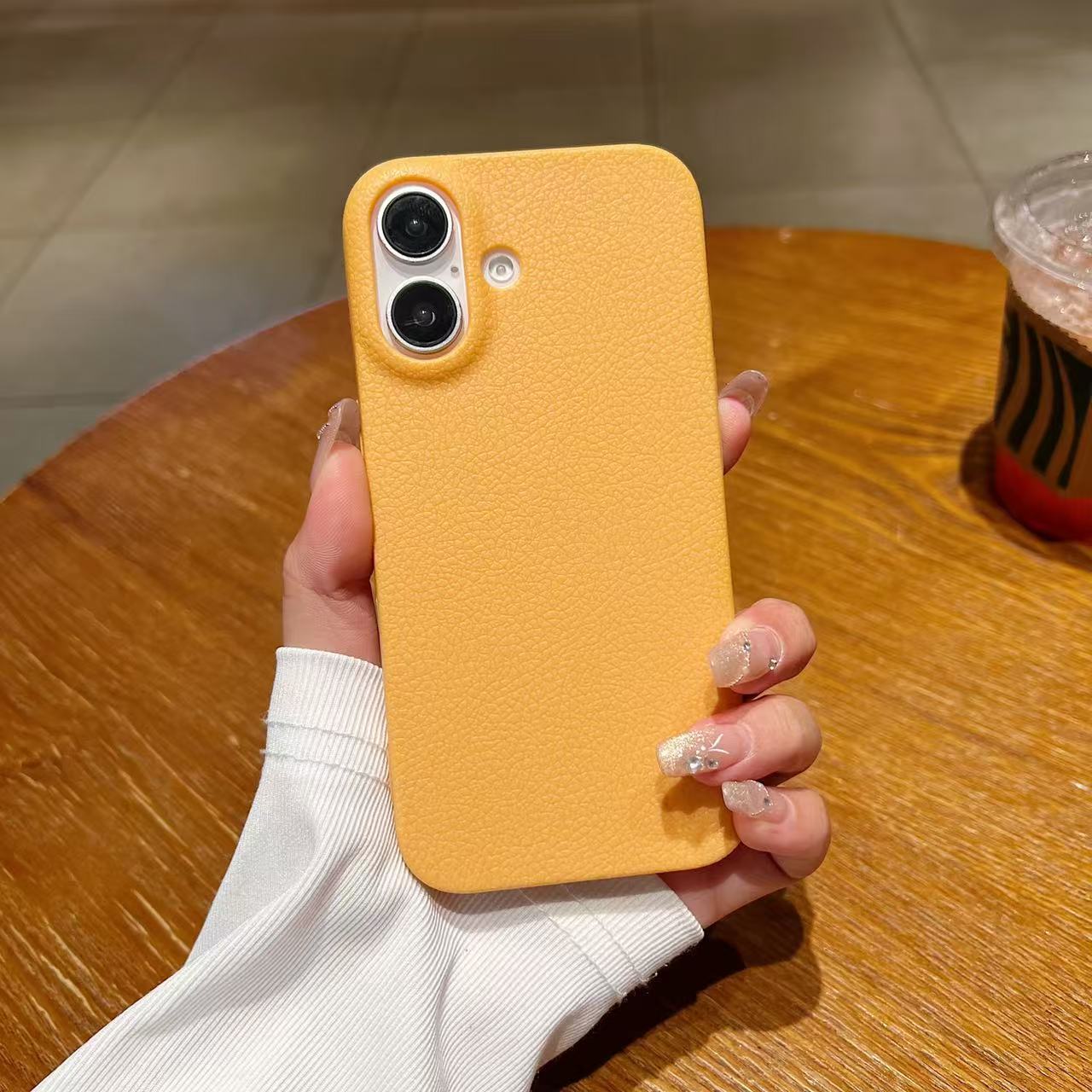 

Premium Leather Texture Phone Case for iPhone, Solid Color Shockproof Soft Cover XS MAX лимонно-жовтий колір