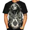 Summer Round Neck 3D Skull Beauty Pattern Print Top Fashionable Casual Short Sleeved Men's T-shirts