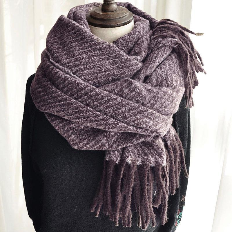 New Gradual Change Color Scarf Women's Autumn and Winter Imitation Cashmere Japanese and Korean Sweet Scarf Warm Medium and Long Shawl