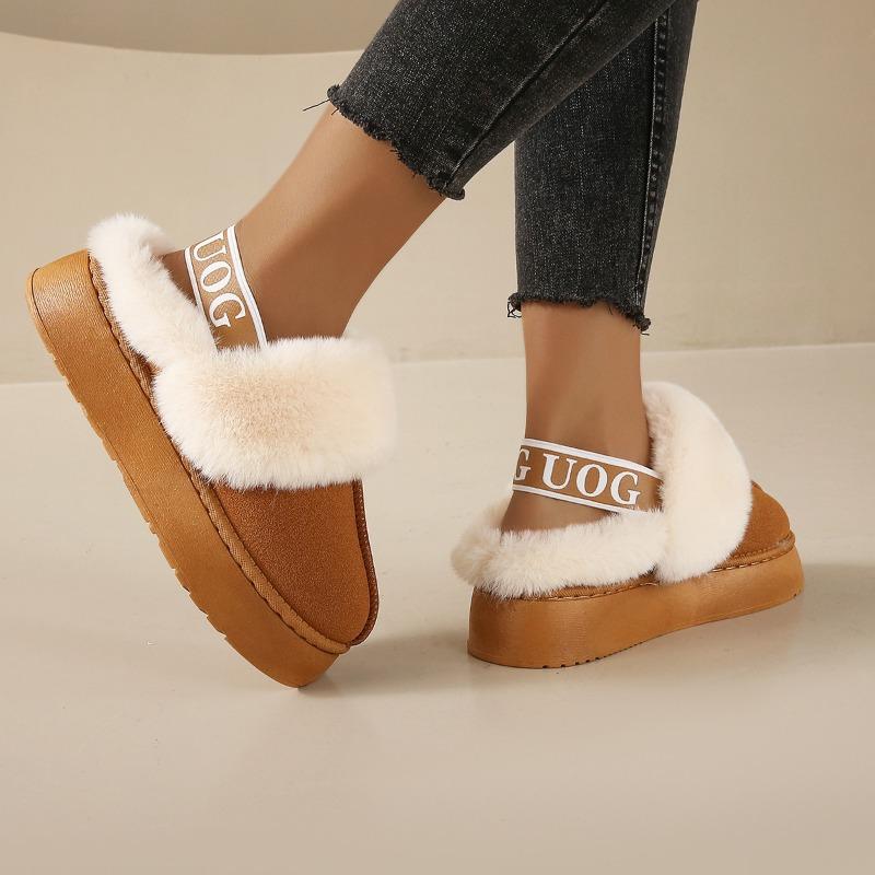 Elastic Autumn and Winter Snow Boots Two Wear Women's Platform Slippers Plush Warm Outside Wear Plush Internet Celebrity Fluffy Sandals