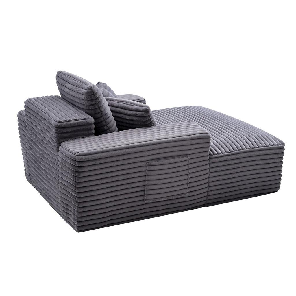 Chaise Lounge Chair, 1240 mm Boneless Chaise Lounge Indoor, Modern Upholstered Oversized Reading Chair with Pillows & Armrests, Sofa Couch Deep Seat