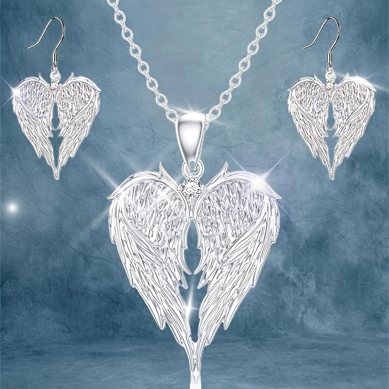 1 Pair of Stylish And Elegant Angel Wings Heart Shaped Pendant Earrings Exquisite Holiday Birthday Party Commemorative Accessories Gifts Jewelry