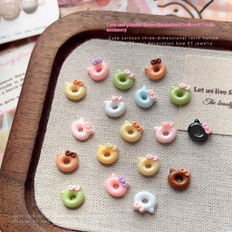 30Pcs Mix Cartoon Doughnut Shape Nail Art Decoration Nail Charm Manicure Decals Nail Salon Nail Accessories