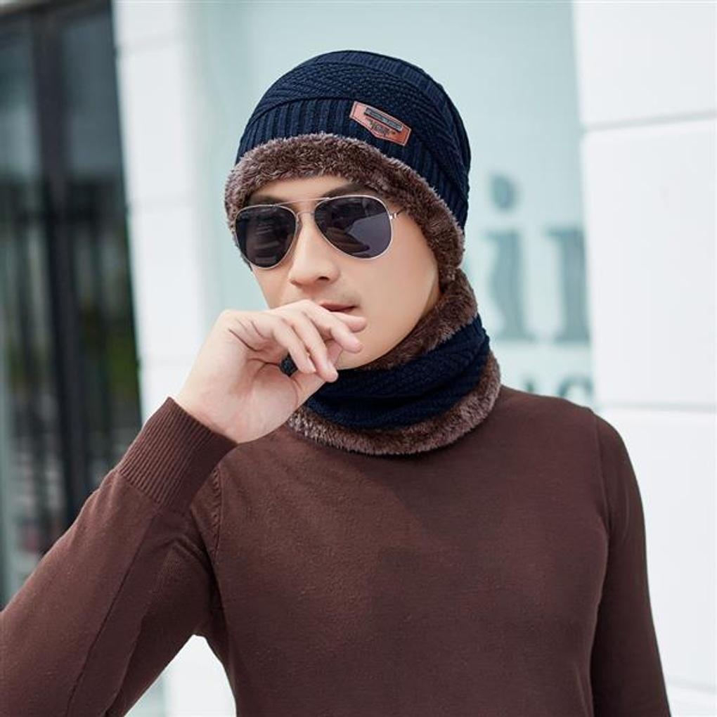 Halswärmer Mütze Set/Pelzmütze Mütze Wintermütze