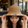 Bohemian Floral Straw Sun Hat for Women Summer UV Protection Foldable Beach Sun Hat
