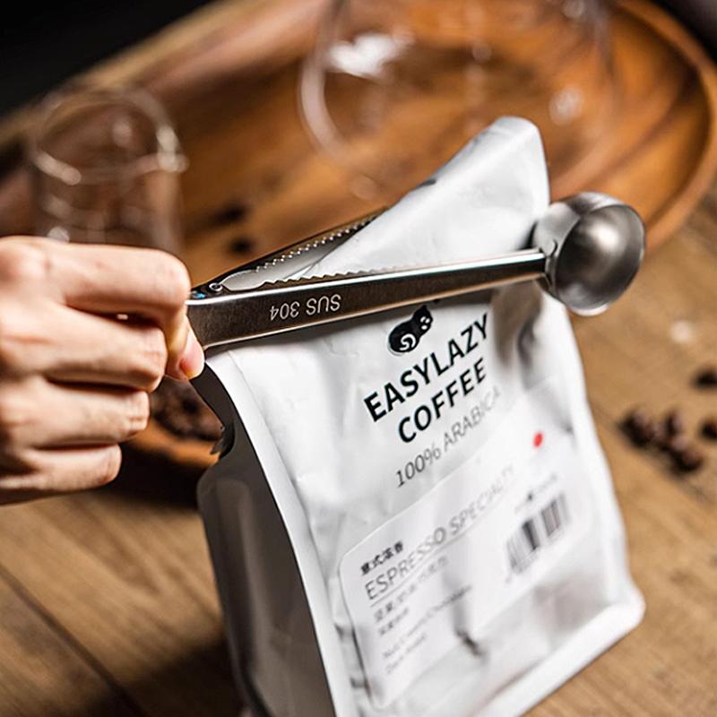 2026 New Stainless Steel Coffee Scoop with Clip, Multi-Function Spoon Bag Sealing Clip for Coffee Beans and Tea Leaves