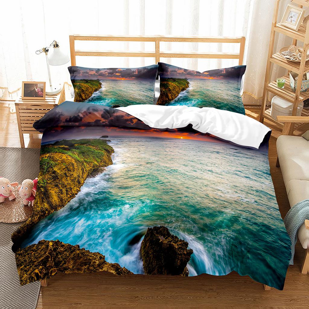 Hawaii Duvet Cover Set Beach Sea Quilt Cover For Kids Boys Girls Bedding Set Summer Themed Comforter Cover King Queen Full Size