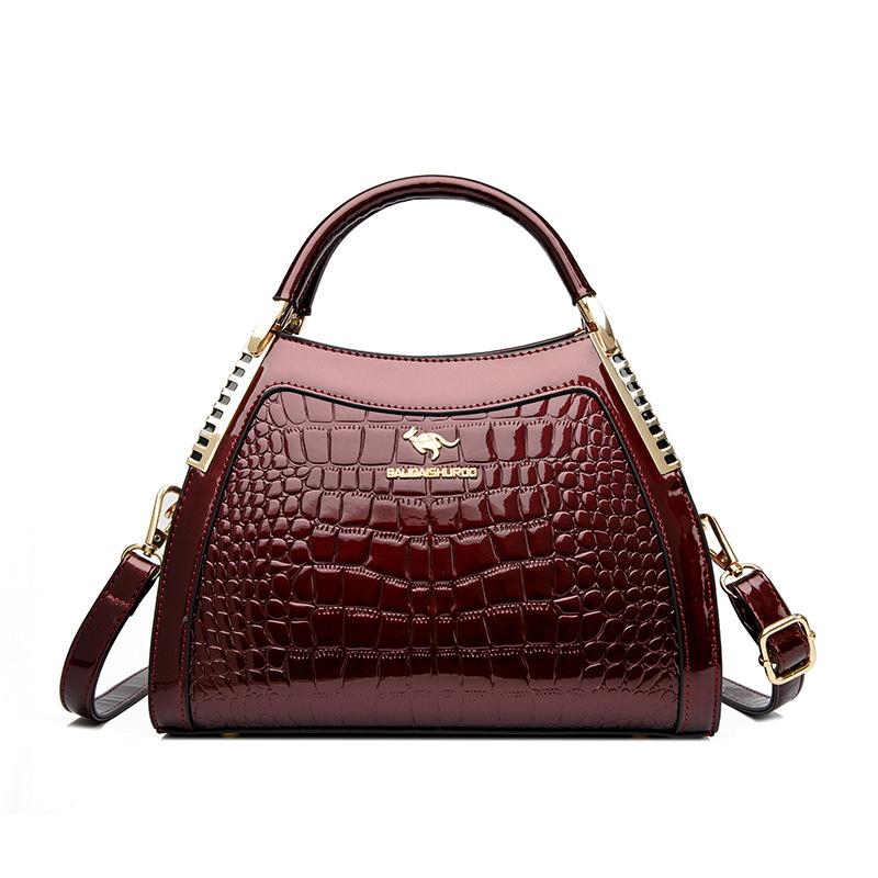 

Женская сумка из лакированной кожи с крокодиловым узором, сумка на одно плечо, женская сумка через плечо большой вместимости чёрный