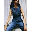 New Fall Women's Clothing Minimalist Slim-Fit round Neck Sleeveless Flared Denim Vest 1305453