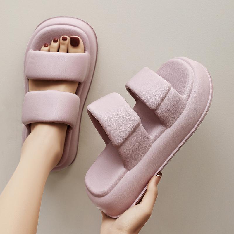 Slippers women's summer fashion go out home bathing non-slip one-word drag men's beach shoes