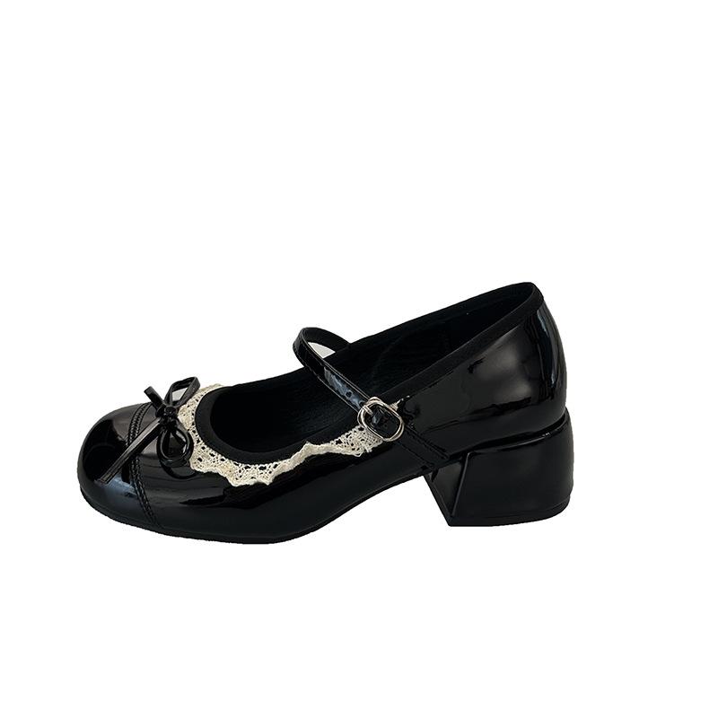 French design lace lace bow Mary Jane shoes women's 2025 new summer skirt light mouth single shoes