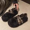Fashion 2025 Winter Flats Fluffy Shoes for Women Designer Elegant Buckle Shallow Shoes Casual Sport Sneakers New Cozy Zapatillas Mujer
