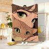 Semi realistic Dark aesthetic cat anime Throw Lightweight 240g Flannel Blanket Soft Skin-friendly for Summer Cooling