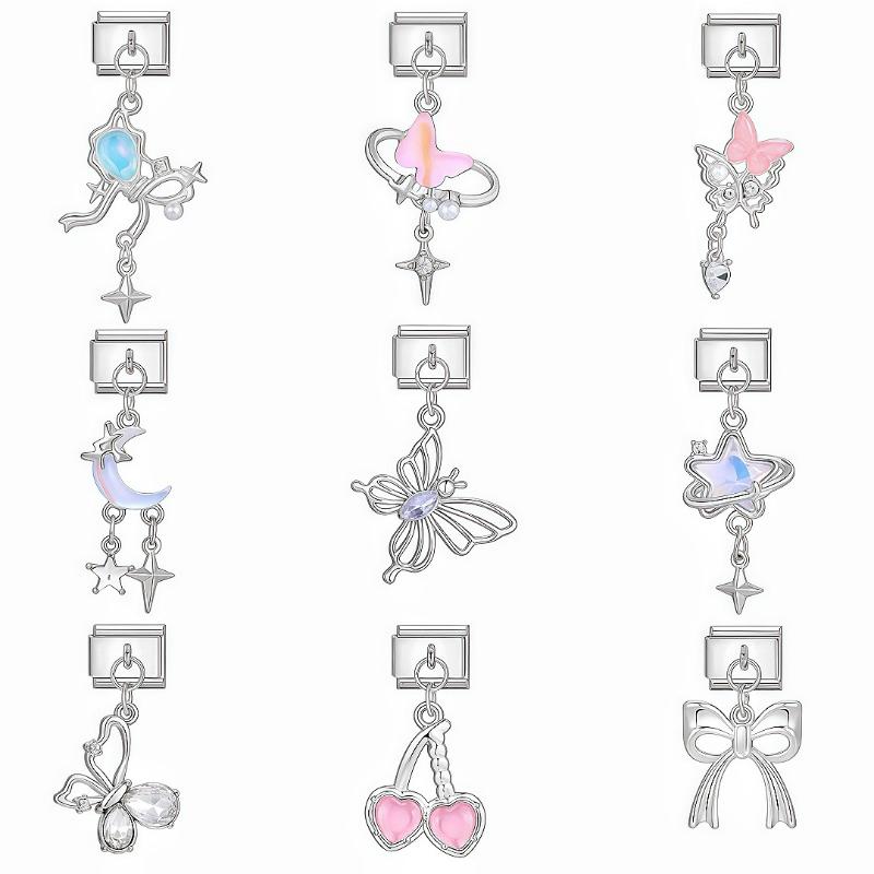 Italian Charm Bracelet Charms Dreamy Moon Butterfly Starfish Shell Pendant Diy Removable Module Link Bracelet Accessories Gifts