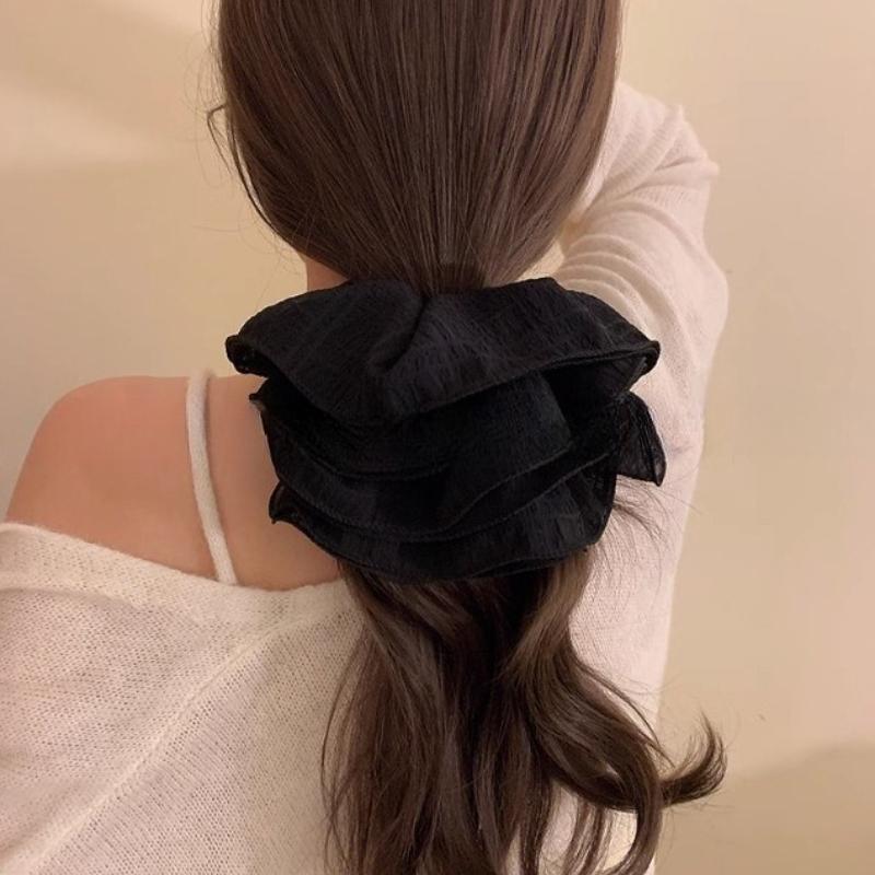 Fashion Retro Wrinkle Chiffon Scrunchies for Women Girls Sweet Temperament Fashion Exaggerated Hair Band Hair Accessories