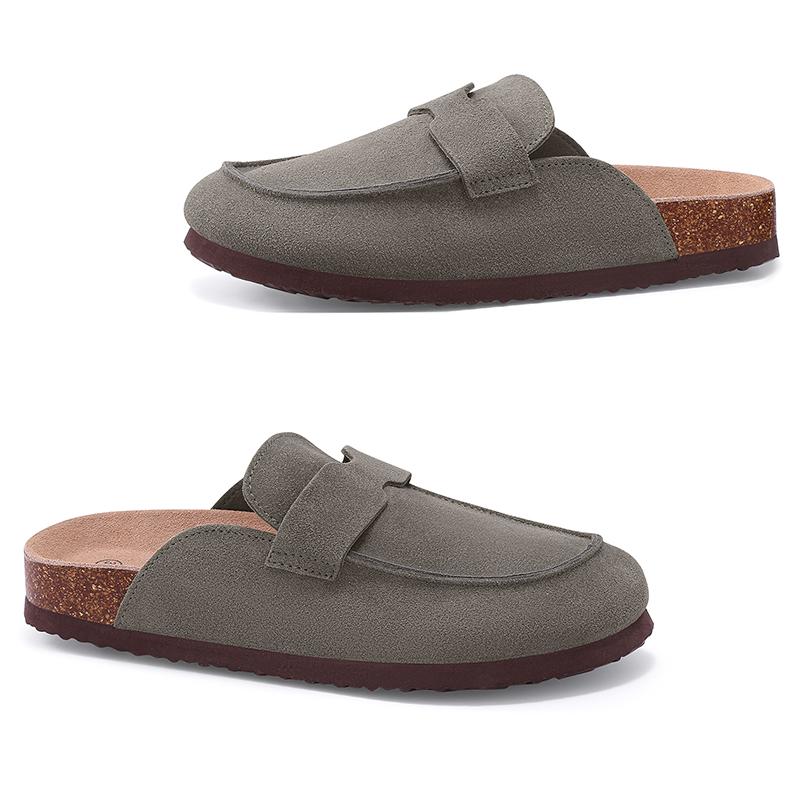 Fashion Kidmi Women's Slippers Indoor And Outdoor New Cork Sole Genuine Cow Suede Clogs Comfortable Beach Slippers Popular Potato Shoes