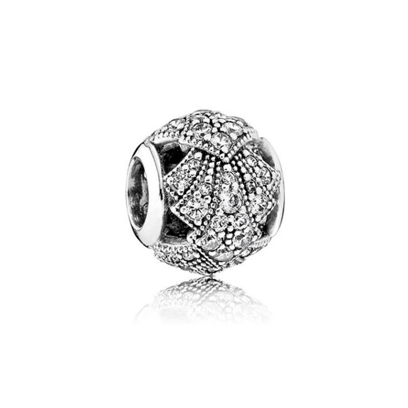 Funkelnder Runder Durchbrochener Zirkonoxid Anhänger Charm-Perlen Passend für Echte Charms Armband Schmuck Anhänger Authentische Kupfer-Charm-Perle Für Damen Schmuck