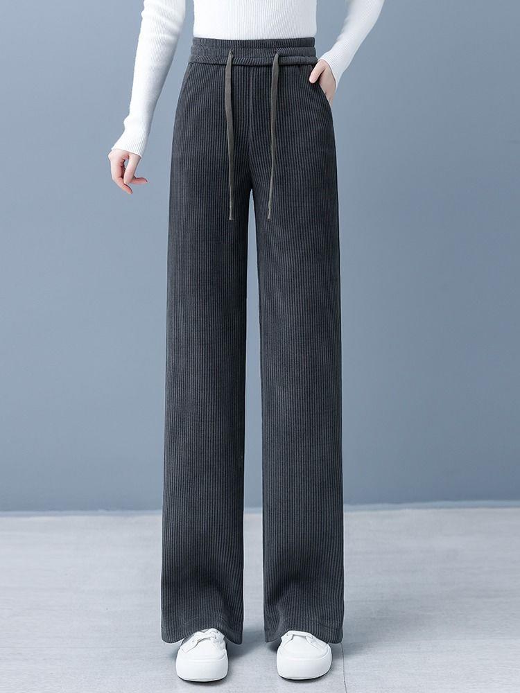 Petite Women's Corduroy Floor-Length Wide-Leg Pants - Spring Casual Style