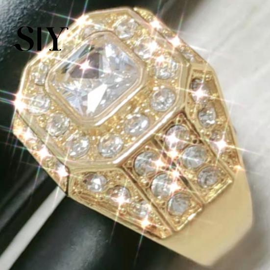 Chic Ring Men Cubic Zirconia Hip Hop Jewelry Sparkling Finger Fashion Appearance Wedding Band for Ladies