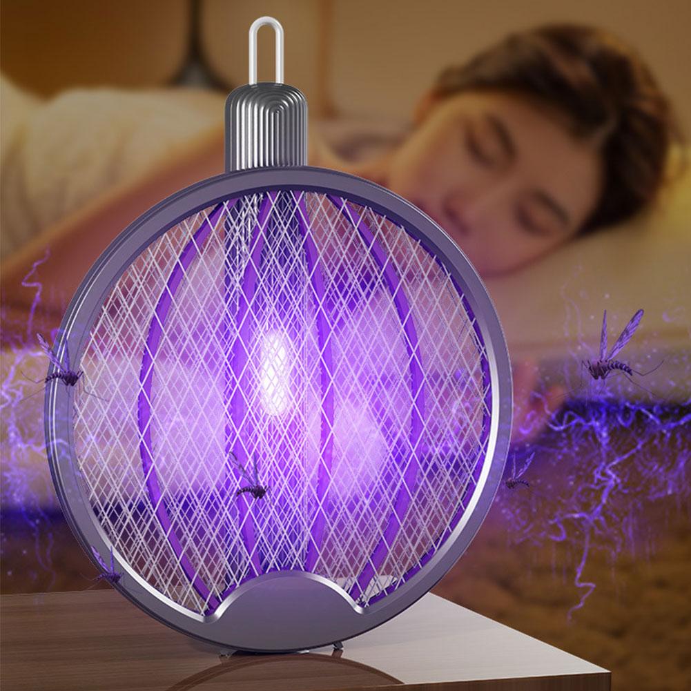 Foldable Bug Zapper Racket Rechargeable Electric Fly Swatter Safe Fly Killer and Mosquito Trap Lamp for Home Indoor Outdoor