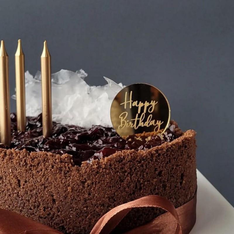 5Pcs/Set Of Circular Marked Acrylic Happy Birthday Cake Decoration Valentine'S Day Wedding Party Dessert Diy Decoration