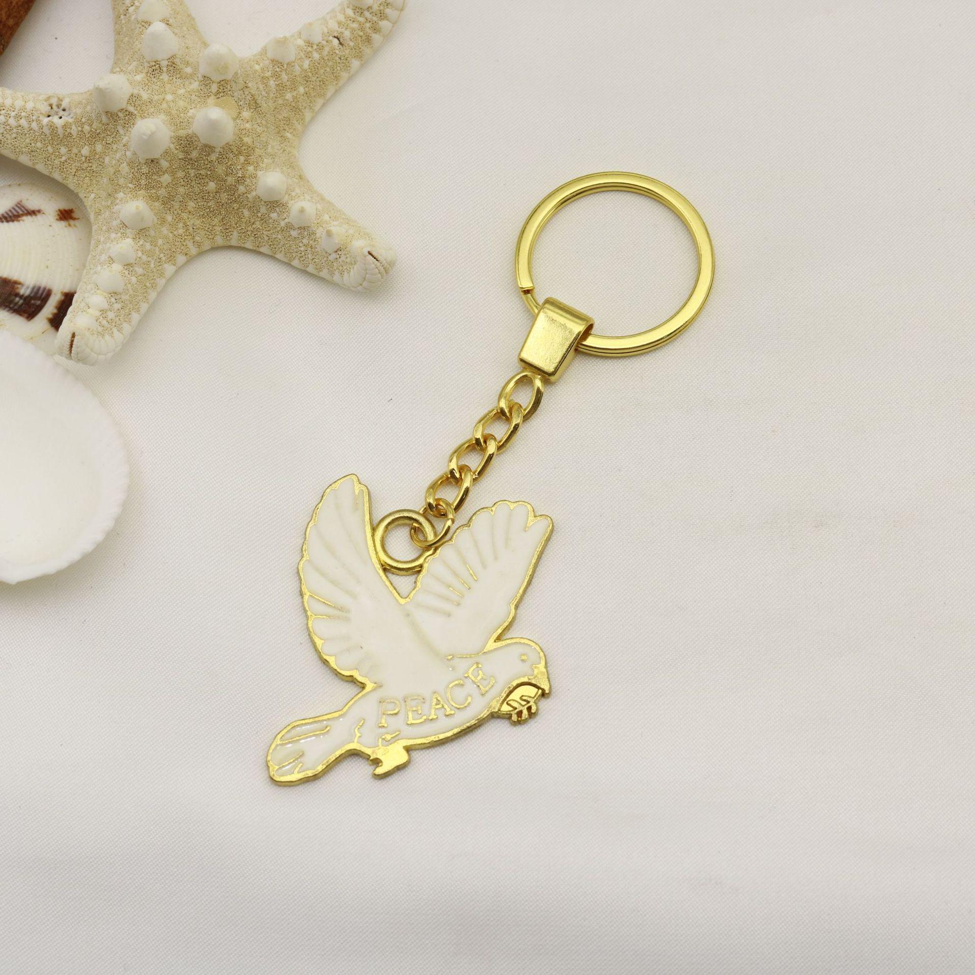Elegant Peace Dove Keychain Pendant золотой