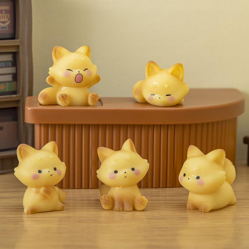 6PCS/SET Kawaii Figure 1.6-2.7cm PVC Fox Cute Adult Collection Room Decorative Decoration Cartoon Toys Model Periphery Kid Gift