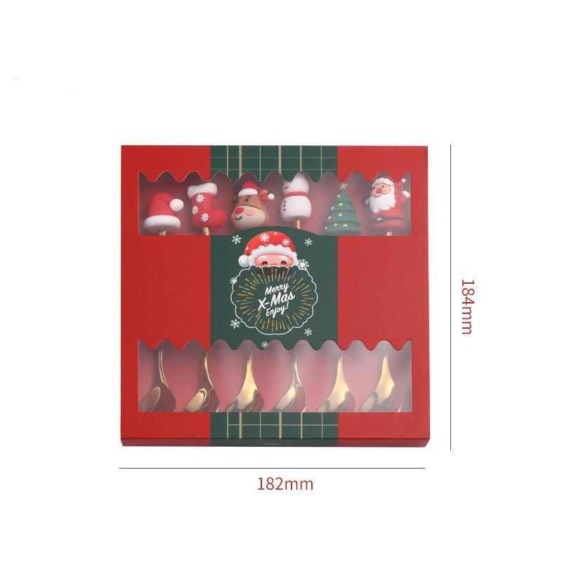 4/6ks Vánoční sada vidliček a lžic Nerezová ocel Kreativní stolní nádobí Dárková sada