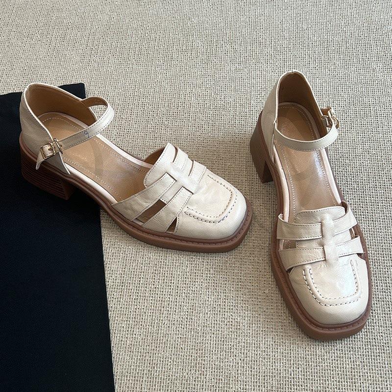 Breathable hollow bag head sandals women's 2025 summer new comfortable soft sole high heel Roman sandals
