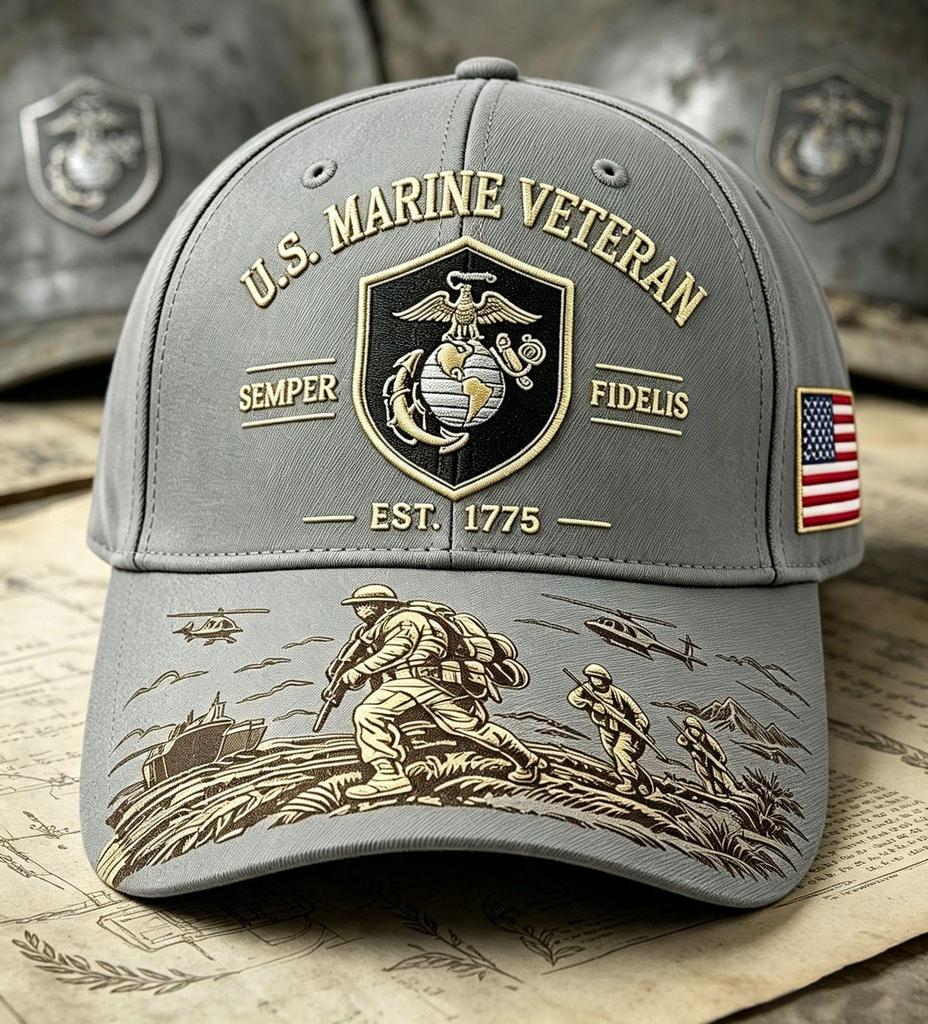 2026 US Marine Corps Veteran Casual Baseball Cap with Soldier Print