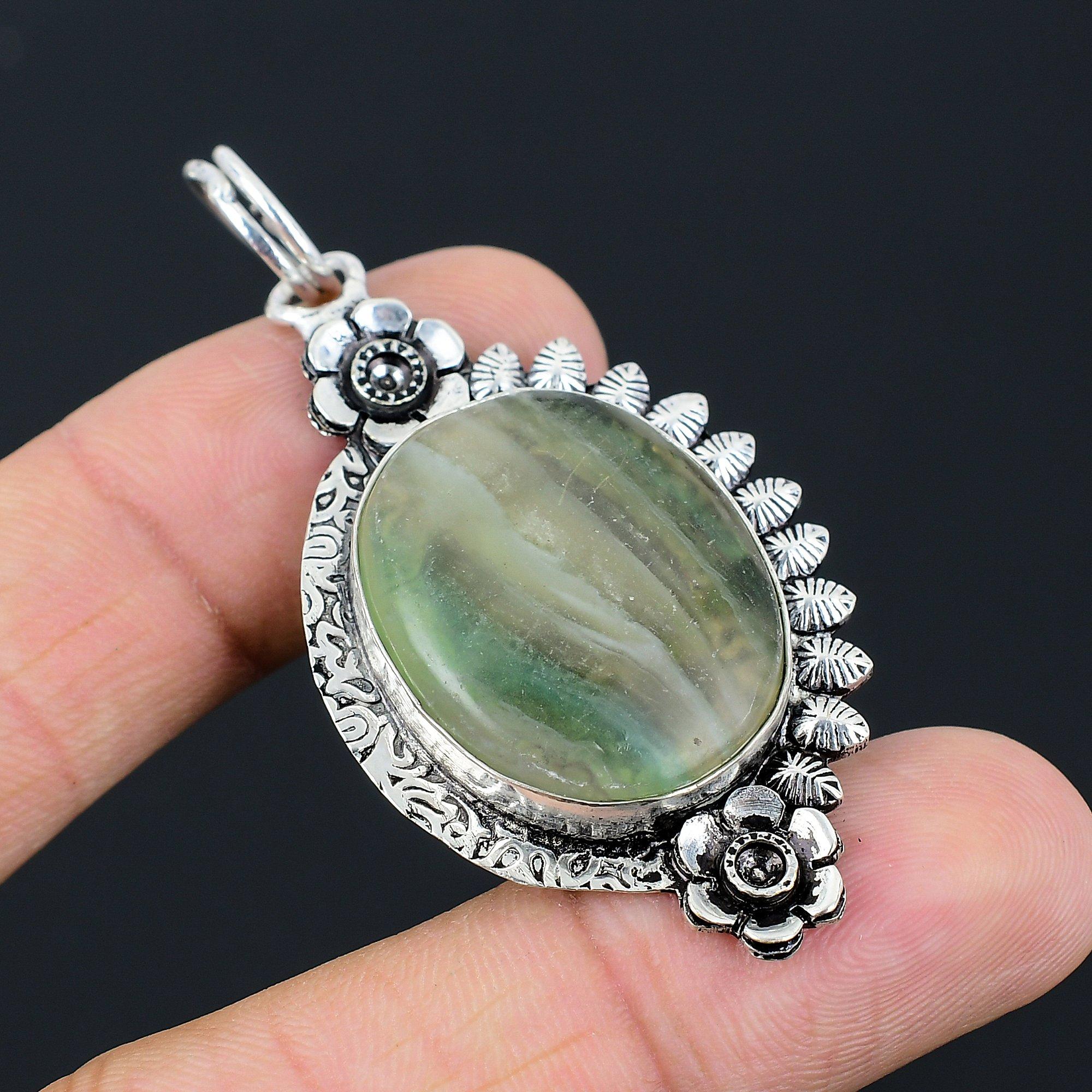 Скидка ко Дню дочерей Многоцветный флюорит Камень 925 пробы Новый Цветок Подвеска Украшение